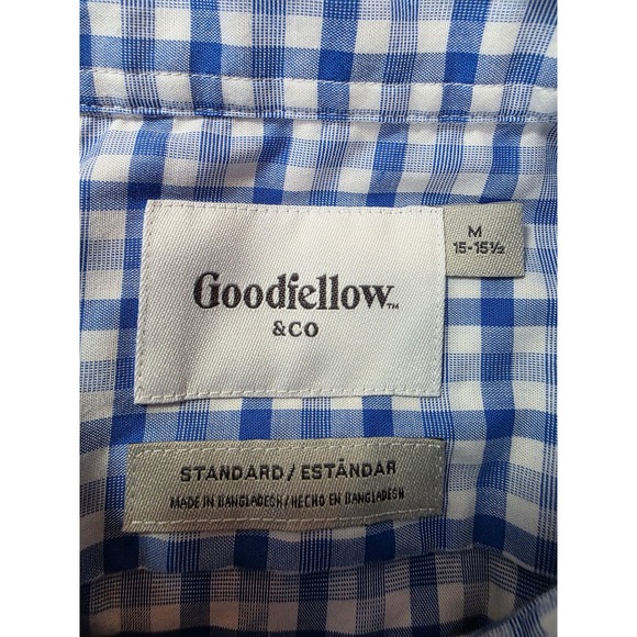 Goodfellow Mens Blue Checkered Long Sleeve Button Up Dress Shirt Casual /B113 - Picture 7 of 7